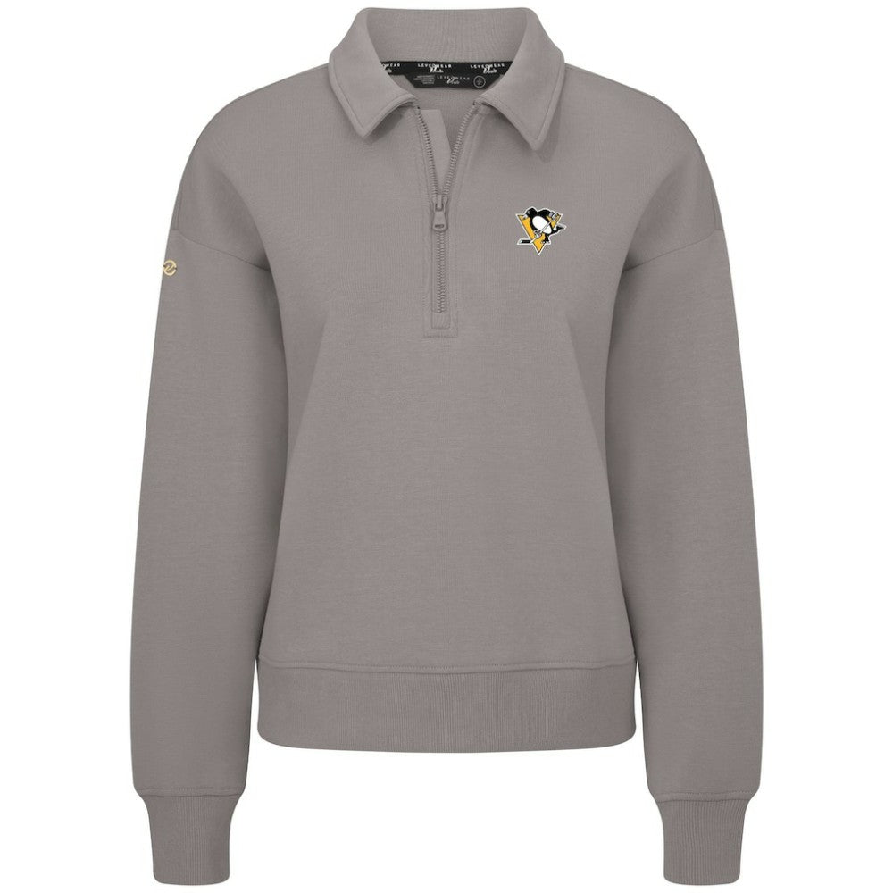Pittsburgh Penguins Levelwear Women's Canmore Quarter-Zip Pullover - Gray | US 203145742