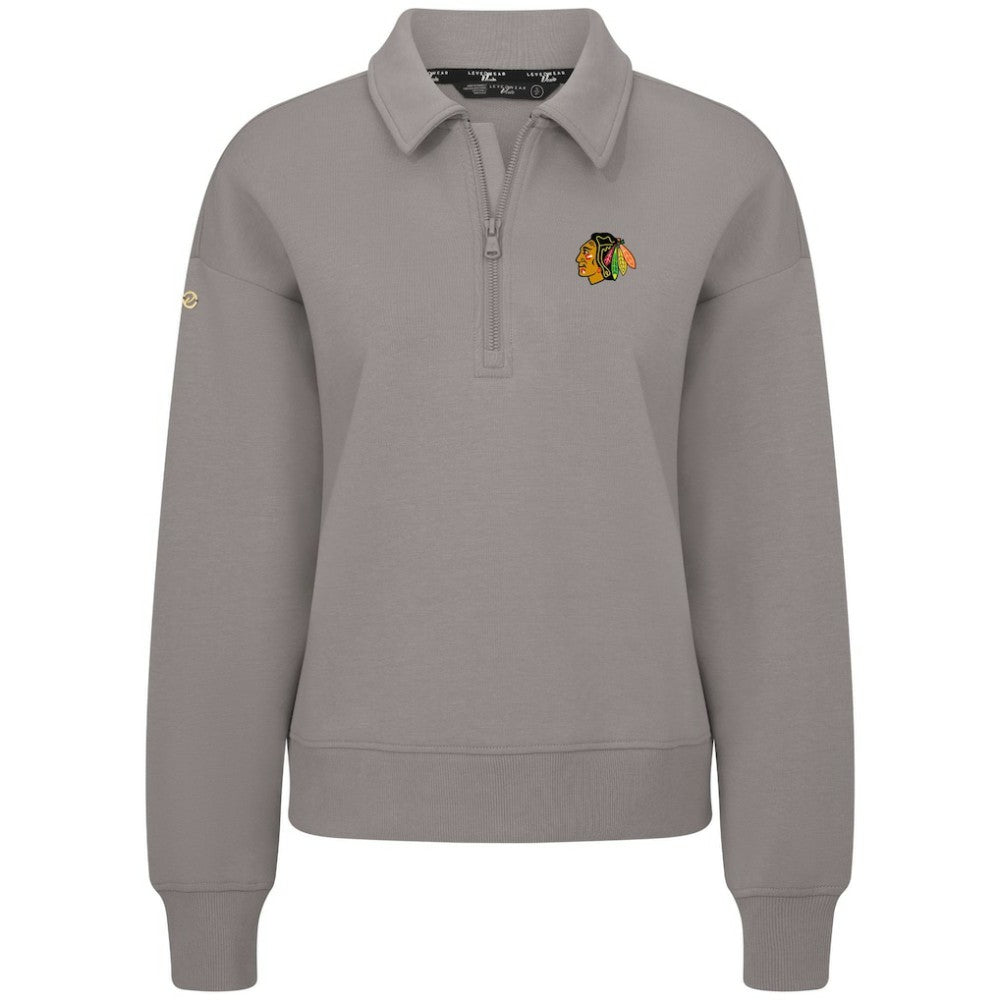 Chicago Blackhawks Levelwear Women's Canmore Quarter-Zip Pullover - Gray | US 203145747