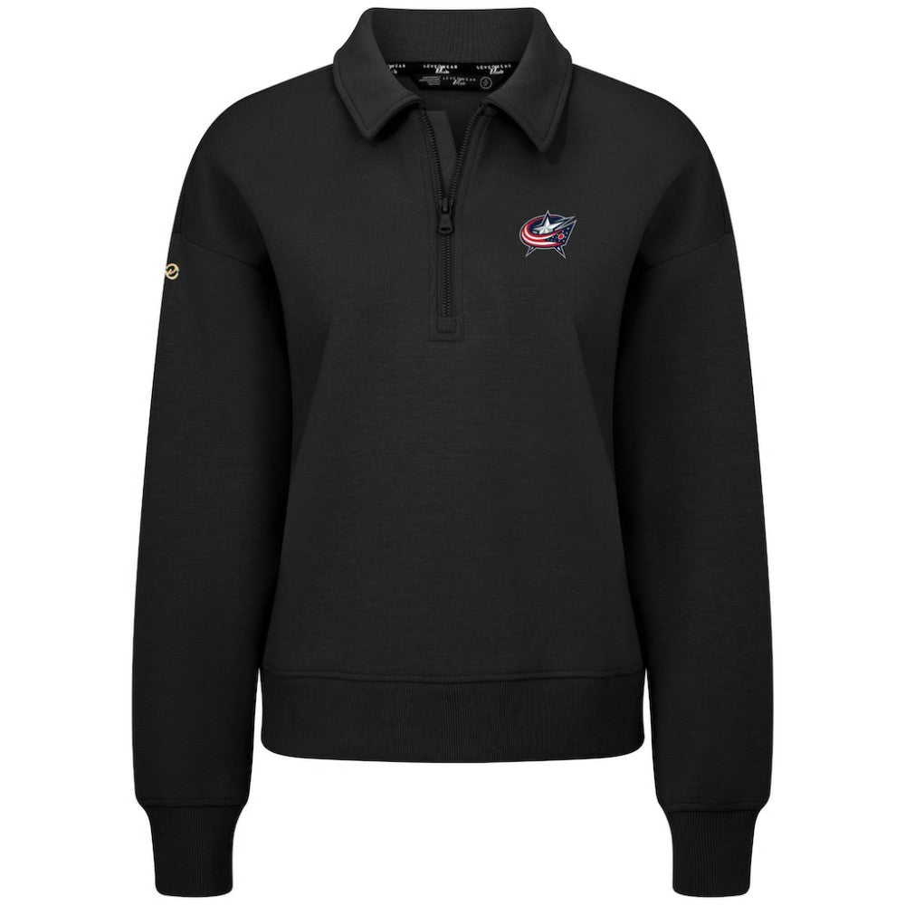 Columbus Blue Jackets Levelwear Women's Canmore Quarter-Zip Pullover - Black | US 203145748