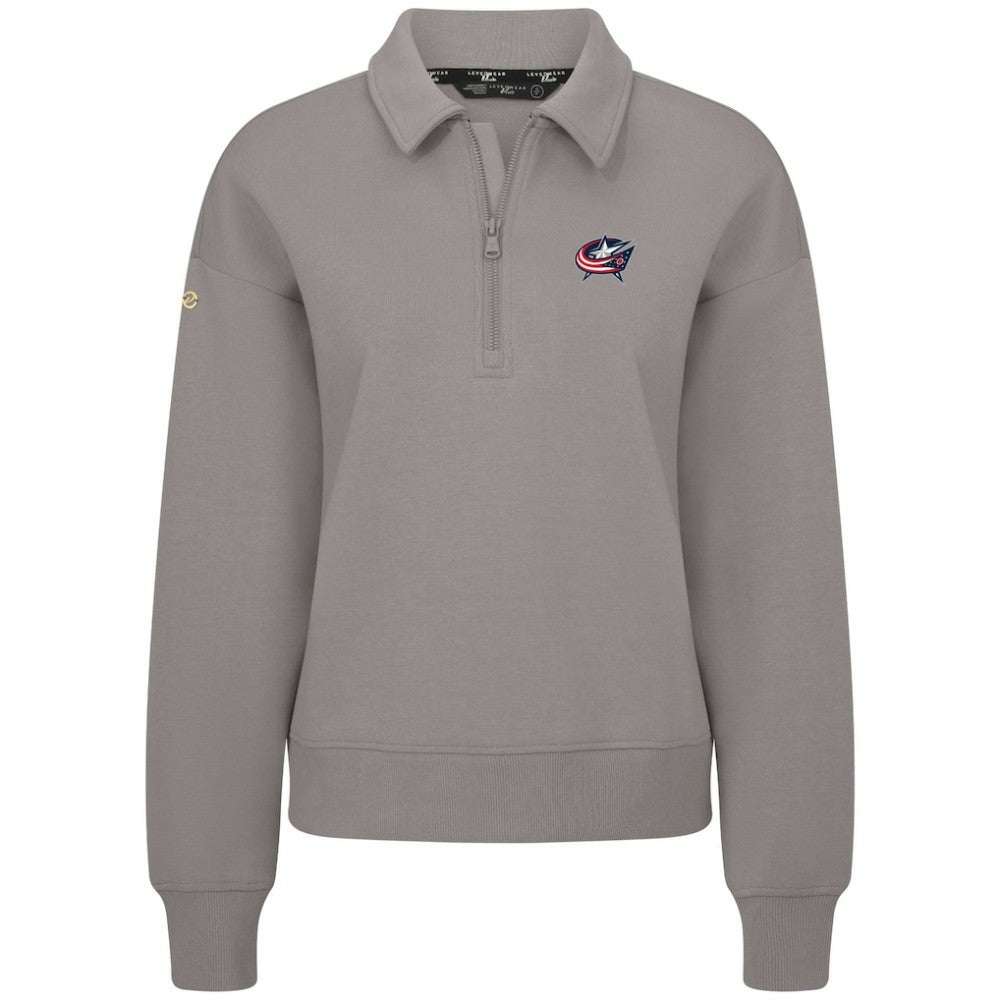 Columbus Blue Jackets Levelwear Women's Canmore Quarter-Zip Pullover - Gray | US 203145749