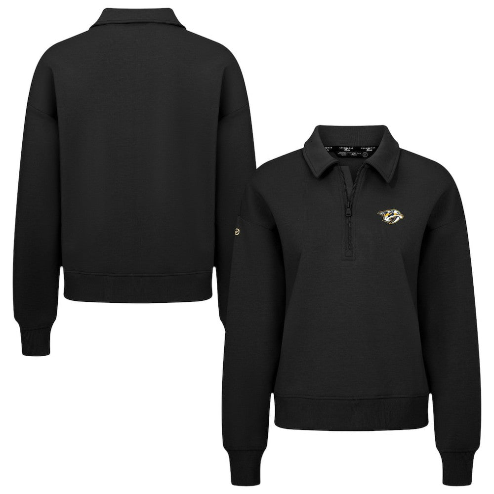 Nashville Predators Levelwear Women's Canmore Quarter-Zip Pullover - Black | US 203145750