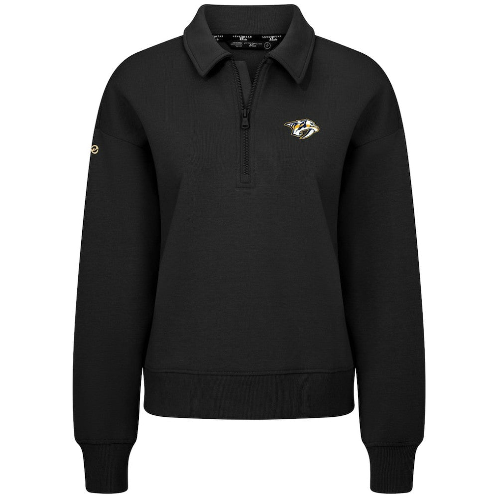 Nashville Predators Levelwear Women's Canmore Quarter-Zip Pullover - Black | US 203145750