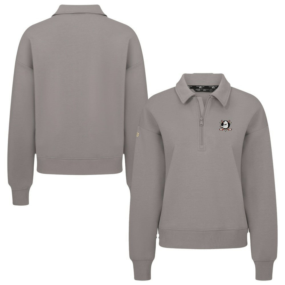 Anaheim Ducks Levelwear Women's Canmore Quarter-Zip Pullover - Gray | US 203145765