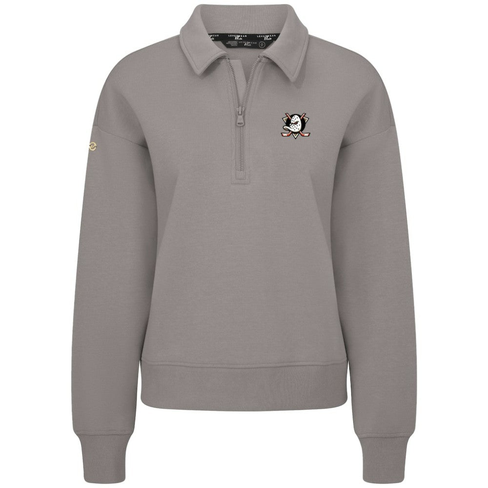Anaheim Ducks Levelwear Women's Canmore Quarter-Zip Pullover - Gray | US 203145765