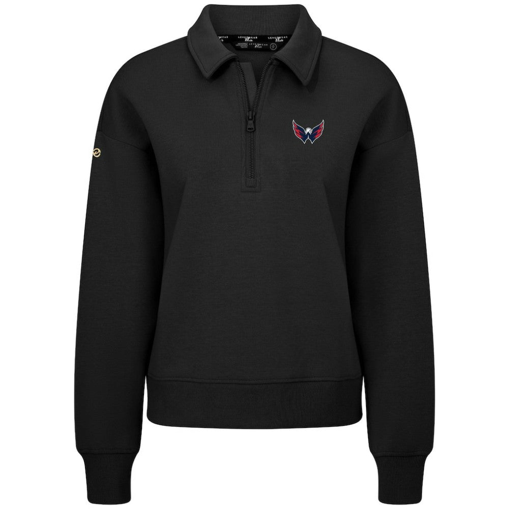 Washington Capitals Levelwear Women's Canmore Quarter-Zip Pullover - Black | US 203145773