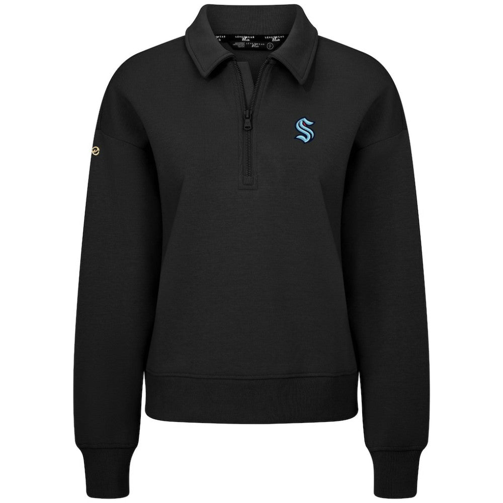 Seattle Kraken Levelwear Women's Canmore Quarter-Zip Pullover - Black | US 203145776