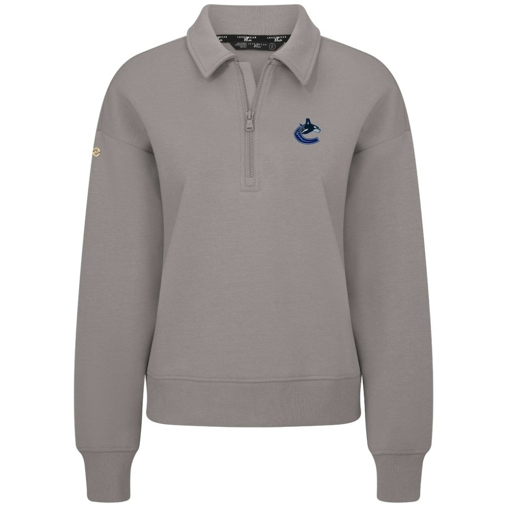 Vancouver Canucks Levelwear Women's Canmore Quarter-Zip Pullover - Gray | US 203145779