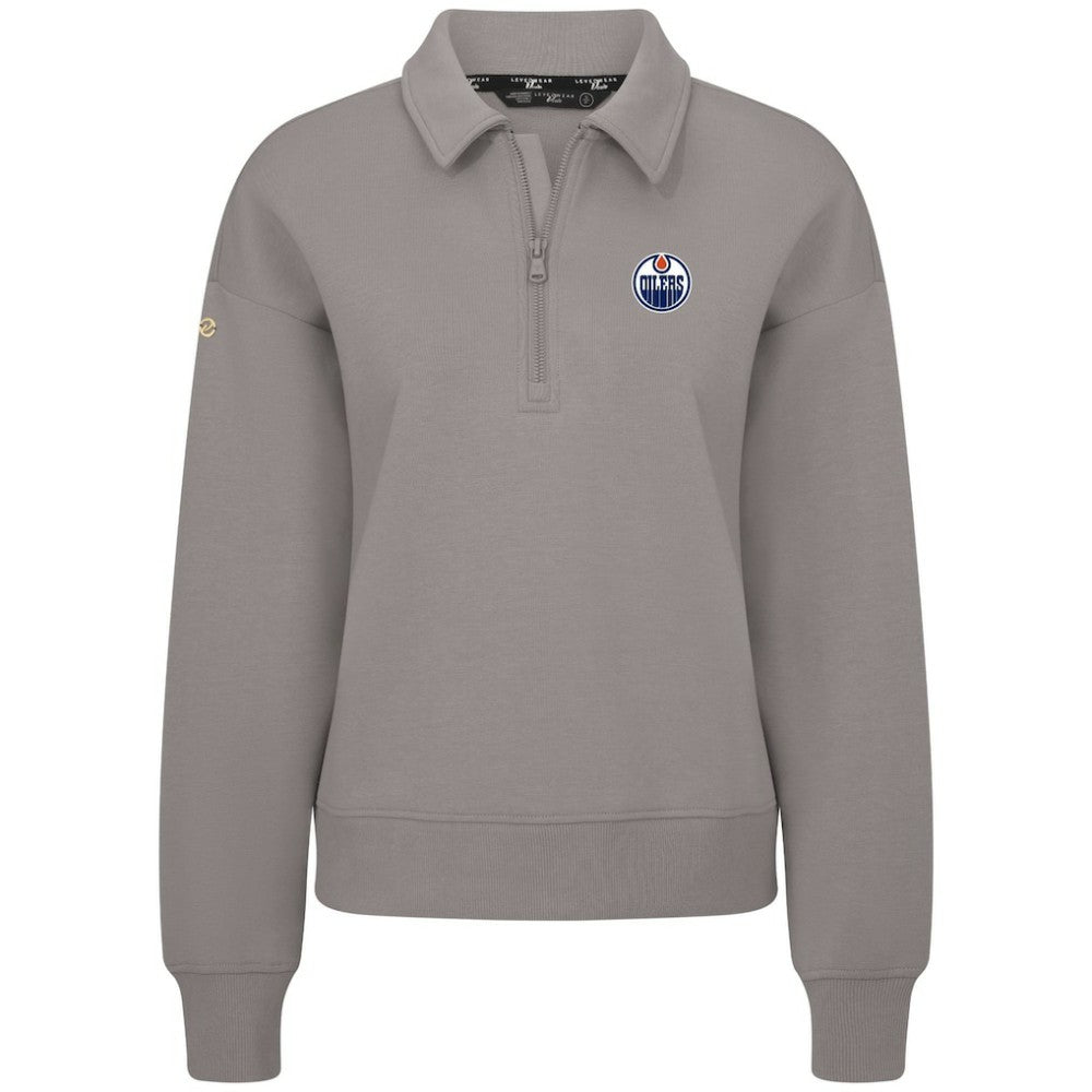 Edmonton Oilers Levelwear Women's Canmore Quarter-Zip Pullover - Gray | US 203145781