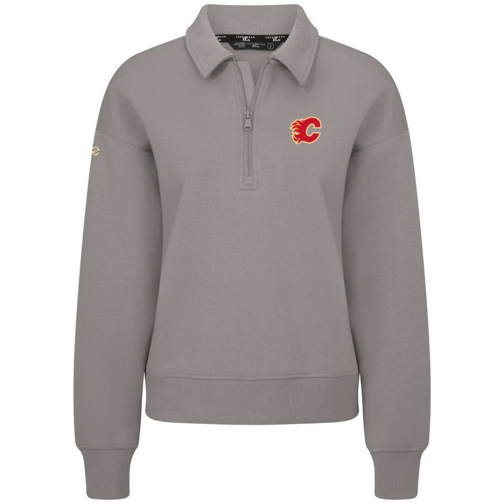 Calgary Flames Levelwear Women's Canmore Quarter-Zip Pullover - Gray | US 203145787