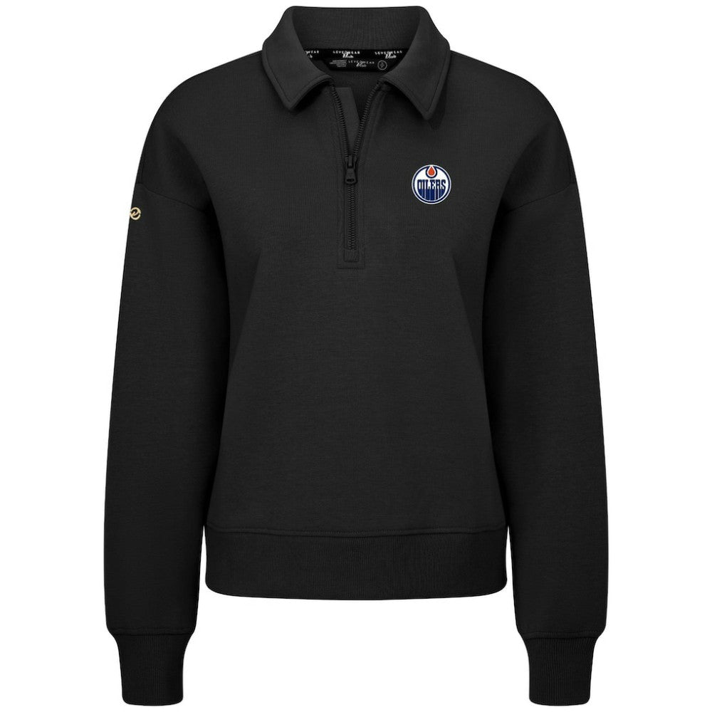 Edmonton Oilers Levelwear Women's Canmore Quarter-Zip Pullover - Black | US 203145790