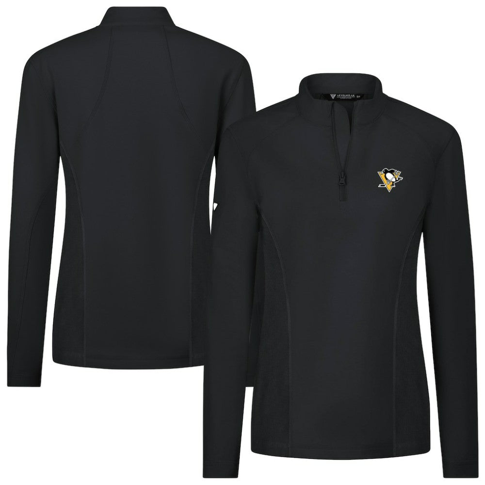 Pittsburgh Penguins Levelwear Women's Upright Quarter-Zip Pullover - Black | US 203145856
