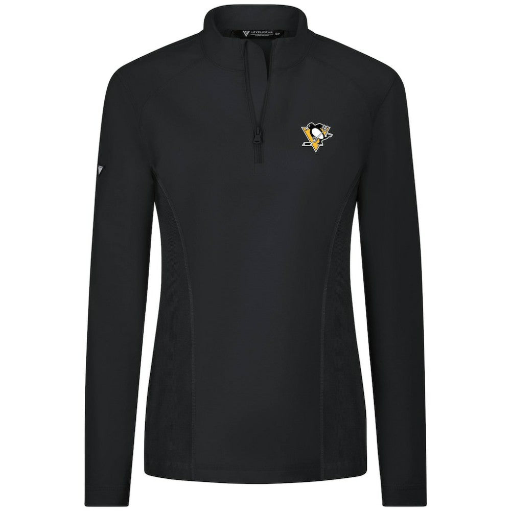 Pittsburgh Penguins Levelwear Women's Upright Quarter-Zip Pullover - Black | US 203145856