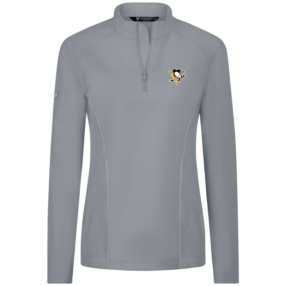 Pittsburgh Penguins Levelwear Women's Upright Quarter-Zip Pullover - Gray | US 203145857