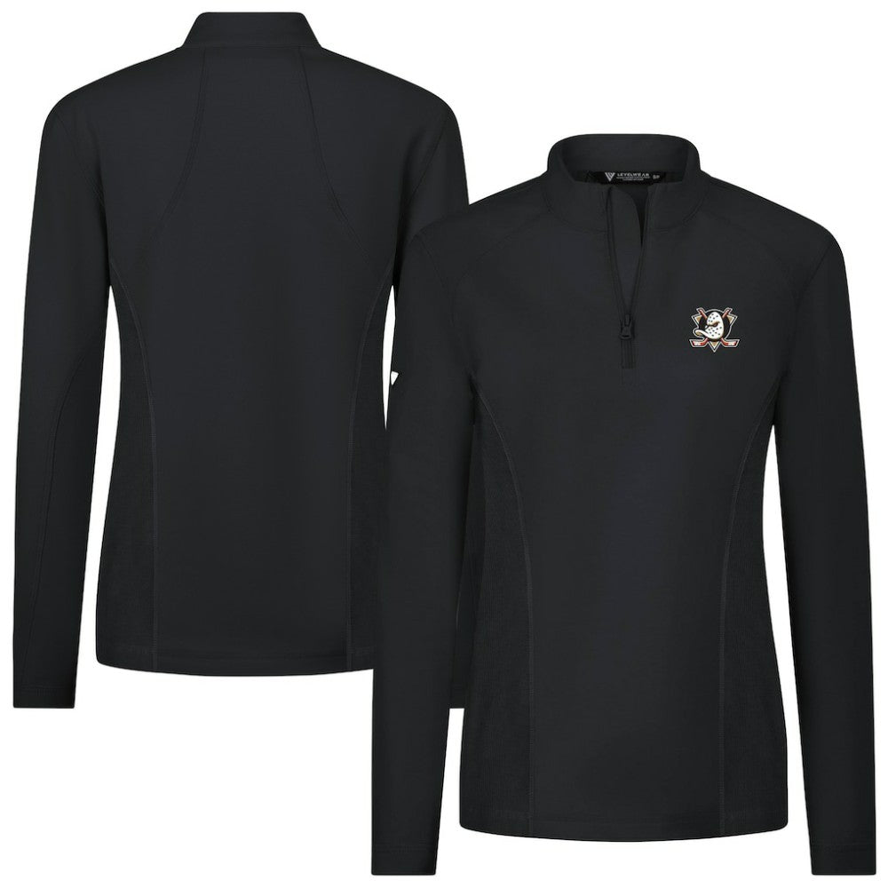 Anaheim Ducks Levelwear Women's Upright Quarter-Zip Pullover - Black | US 203145865