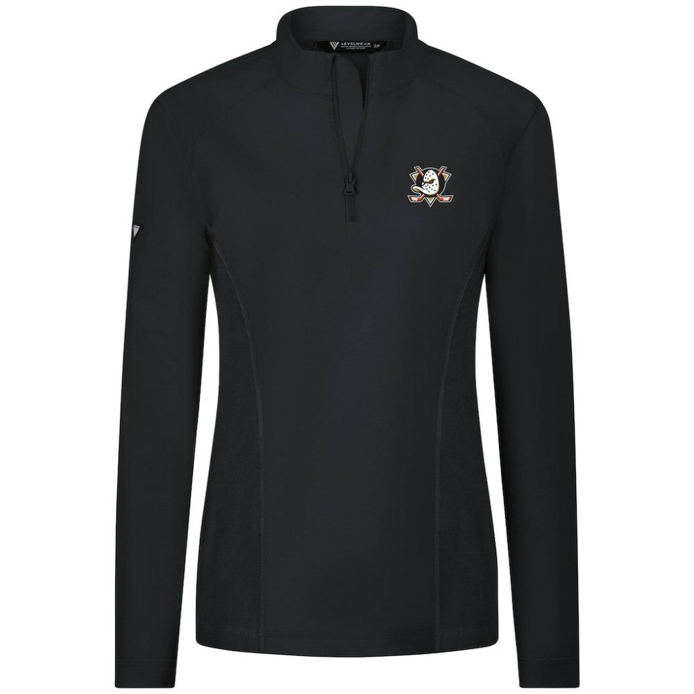 Anaheim Ducks Levelwear Women's Upright Quarter-Zip Pullover - Black | US 203145865