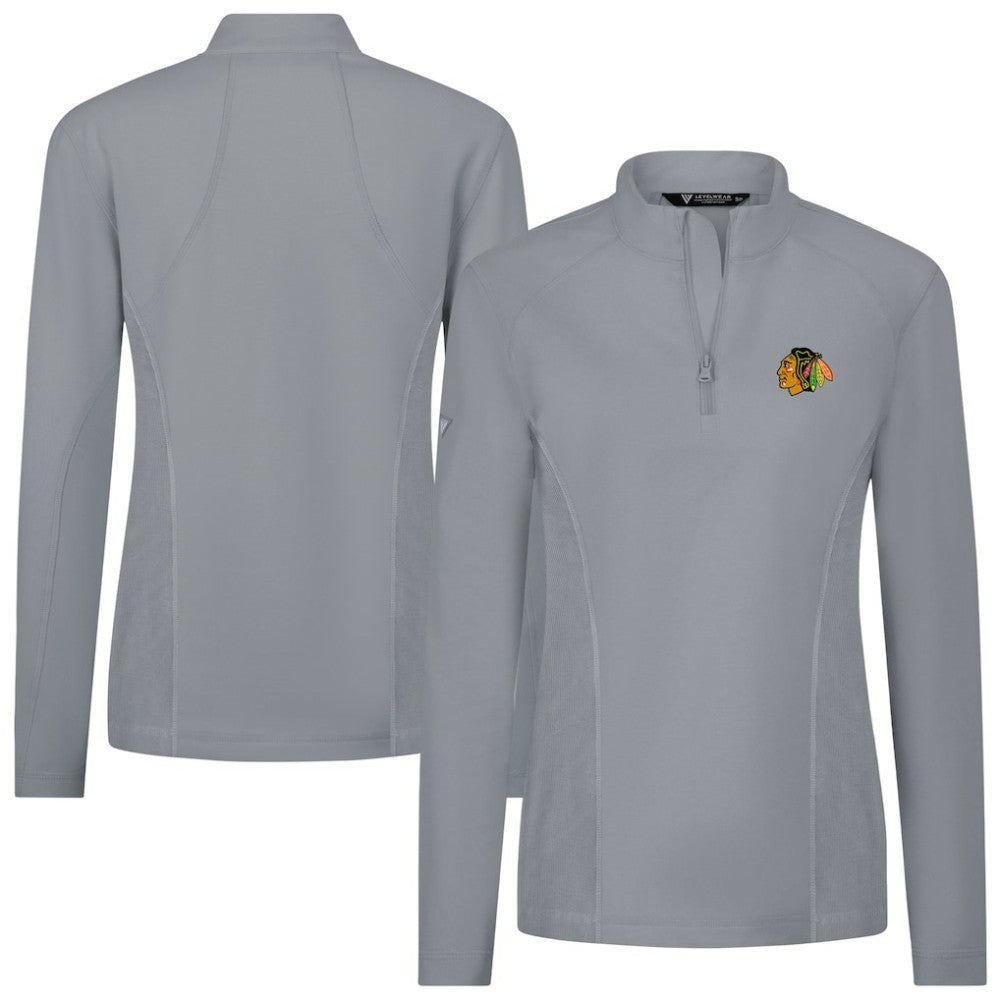 Chicago Blackhawks Levelwear Women's Upright Quarter-Zip Pullover - Gray | US 203145867