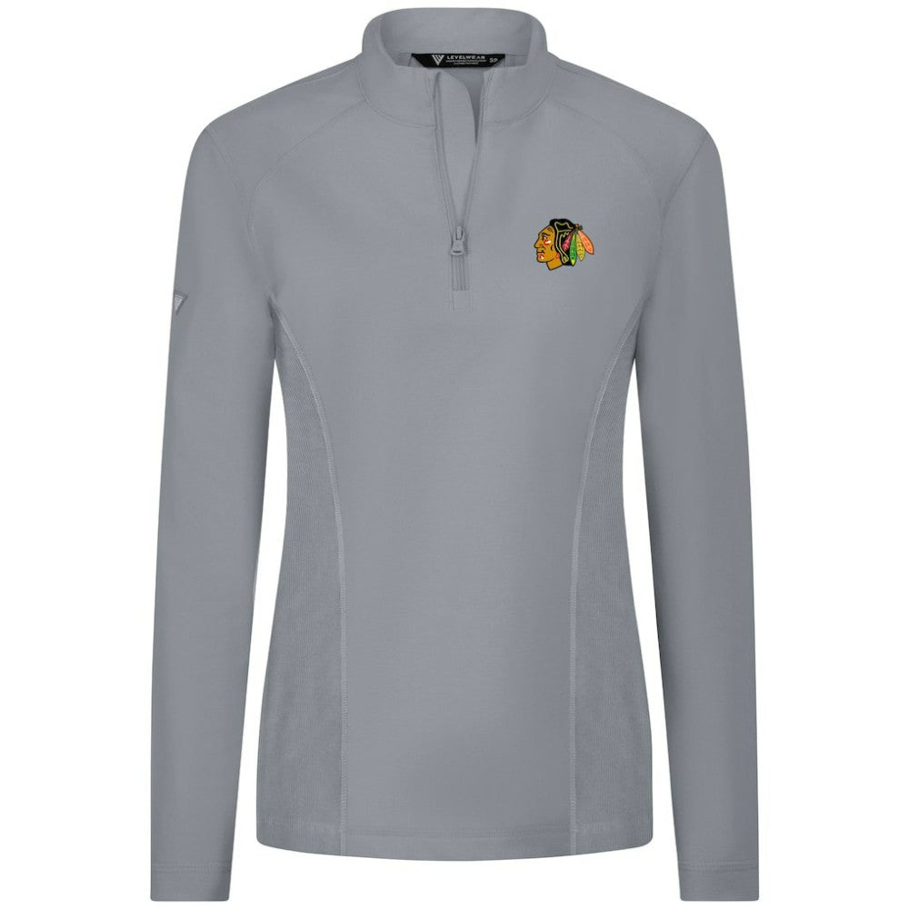 Chicago Blackhawks Levelwear Women's Upright Quarter-Zip Pullover - Gray | US 203145867