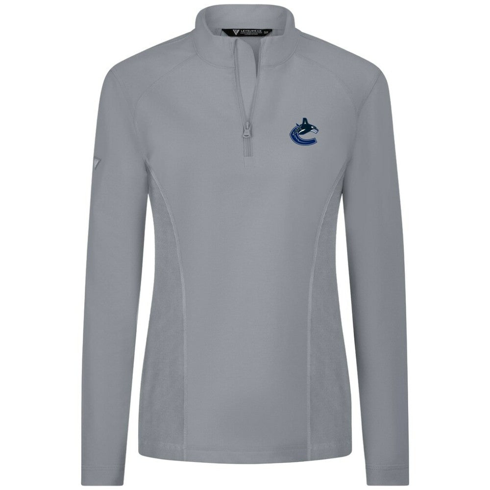 Vancouver Canucks Levelwear Women's Upright Quarter-Zip Pullover - Gray | US 203145868
