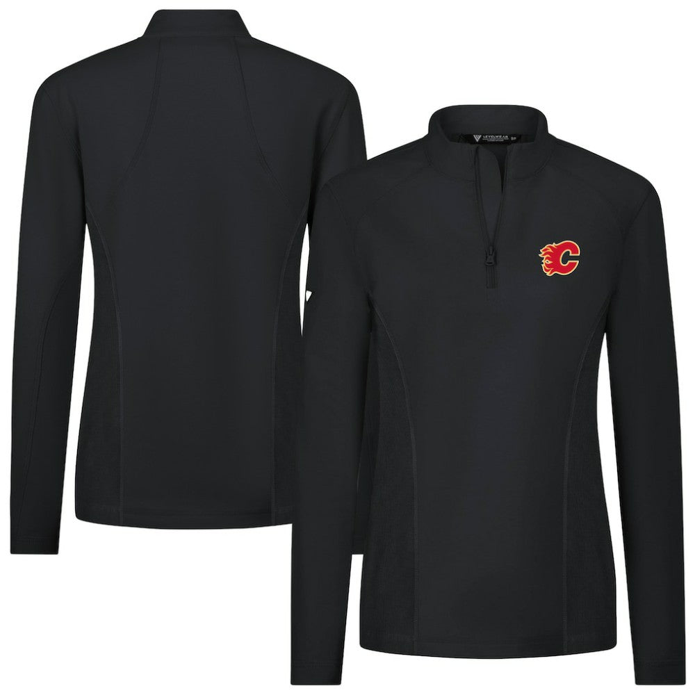 Calgary Flames Levelwear Women's Upright Quarter-Zip Pullover - Black | US 203145870