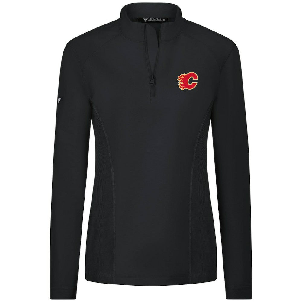 Calgary Flames Levelwear Women's Upright Quarter-Zip Pullover - Black | US 203145870