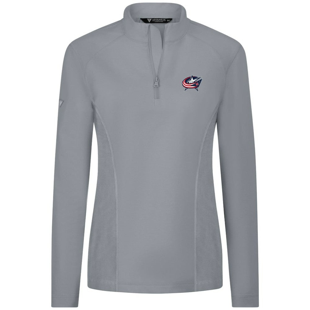 Columbus Blue Jackets Levelwear Women's Upright Quarter-Zip Pullover - Gray | US 203145873