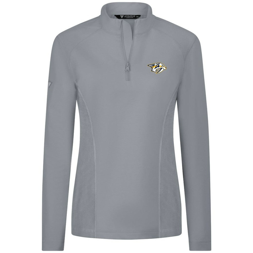 Nashville Predators Levelwear Women's Upright Quarter-Zip Pullover - Gray | US 203145876
