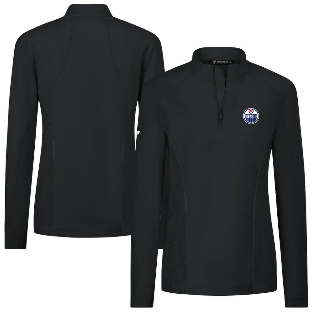Edmonton Oilers Levelwear Women's Upright Quarter-Zip Pullover - Black | US 203145898