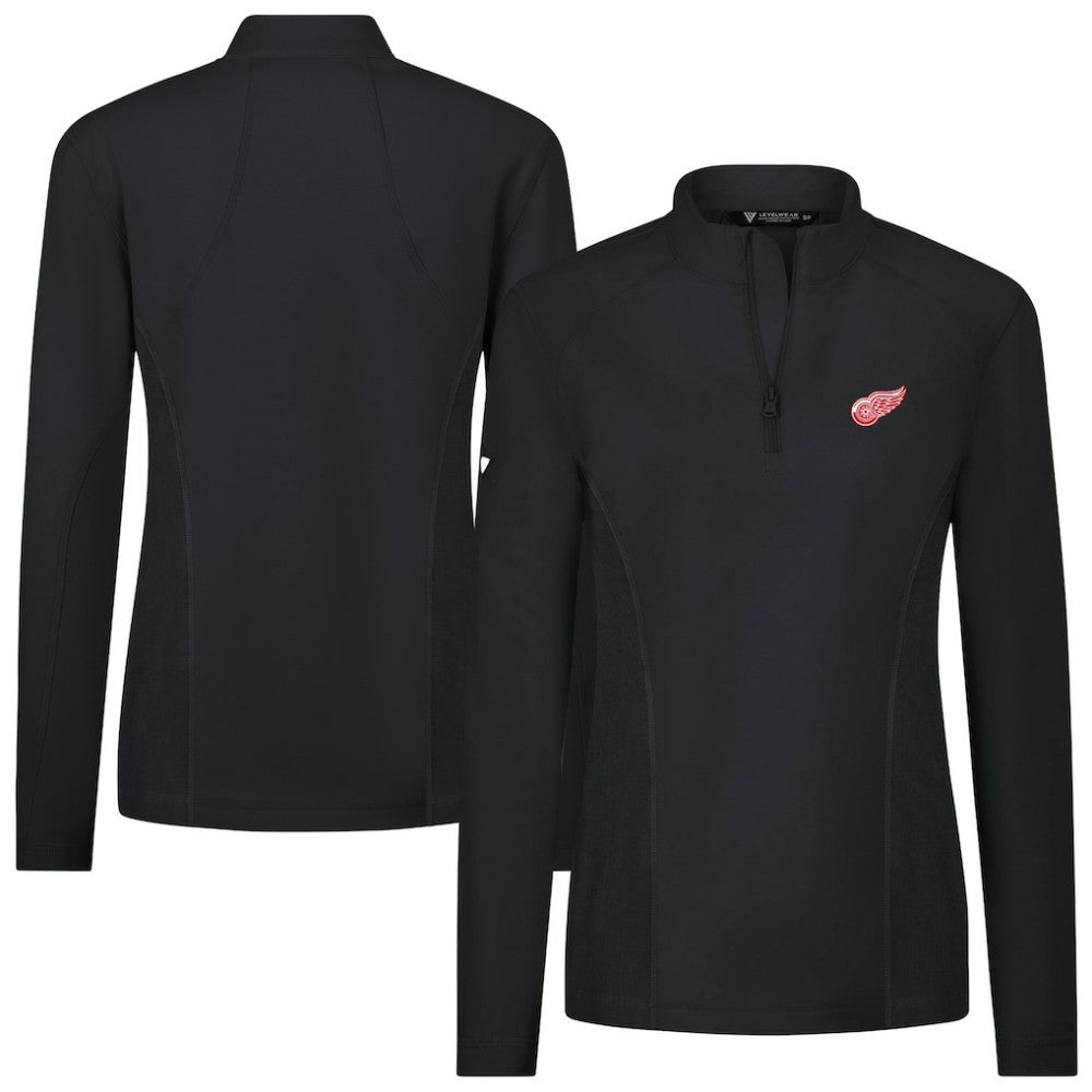 Detroit Red Wings Levelwear Women's Upright Quarter-Zip Pullover - Black | US 203145905
