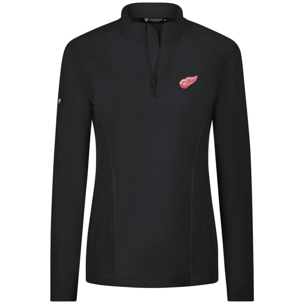 Detroit Red Wings Levelwear Women's Upright Quarter-Zip Pullover - Black | US 203145905