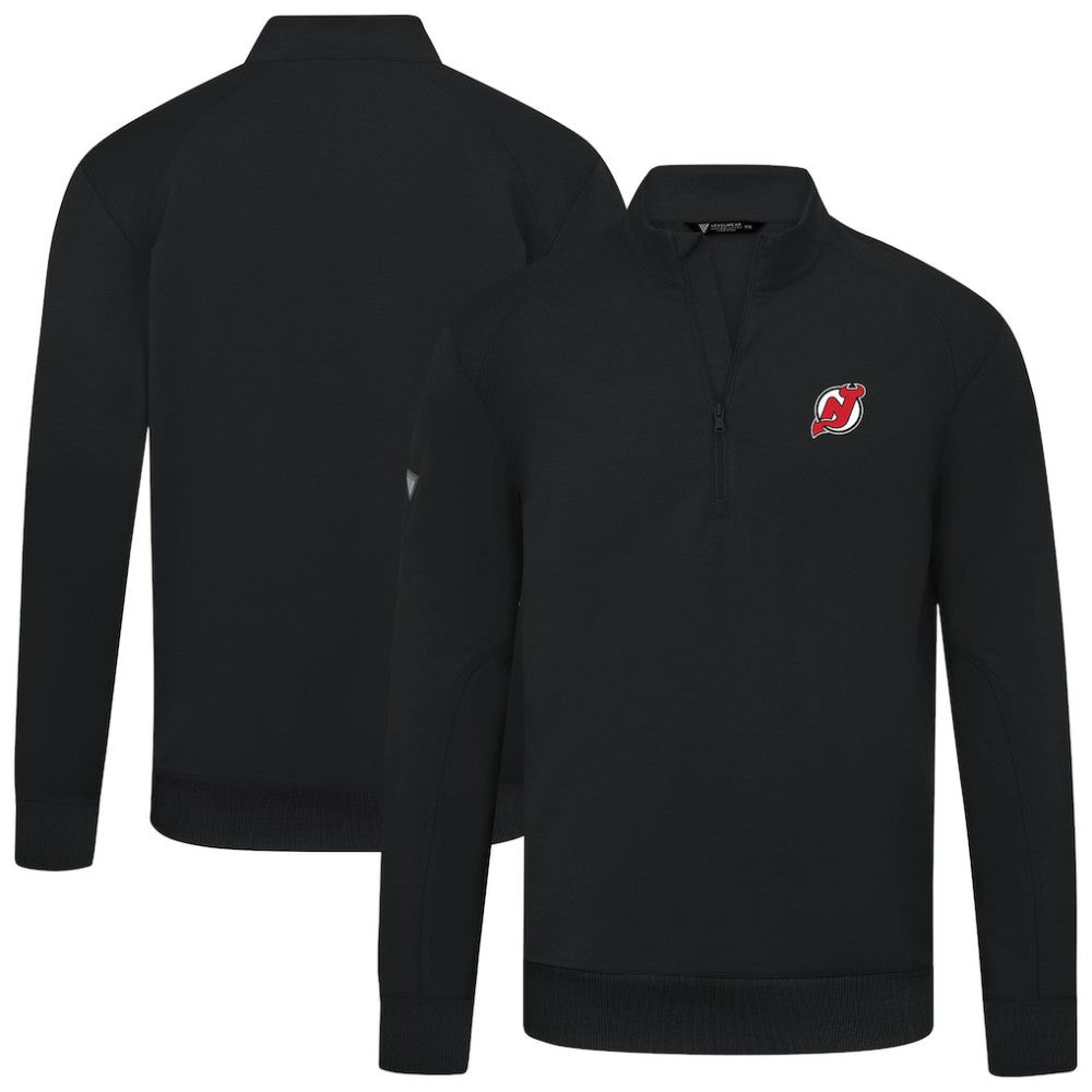 New Jersey Devils Levelwear Upright Tri-Blend Quarter-Zip Pullover - Black | US 203145933