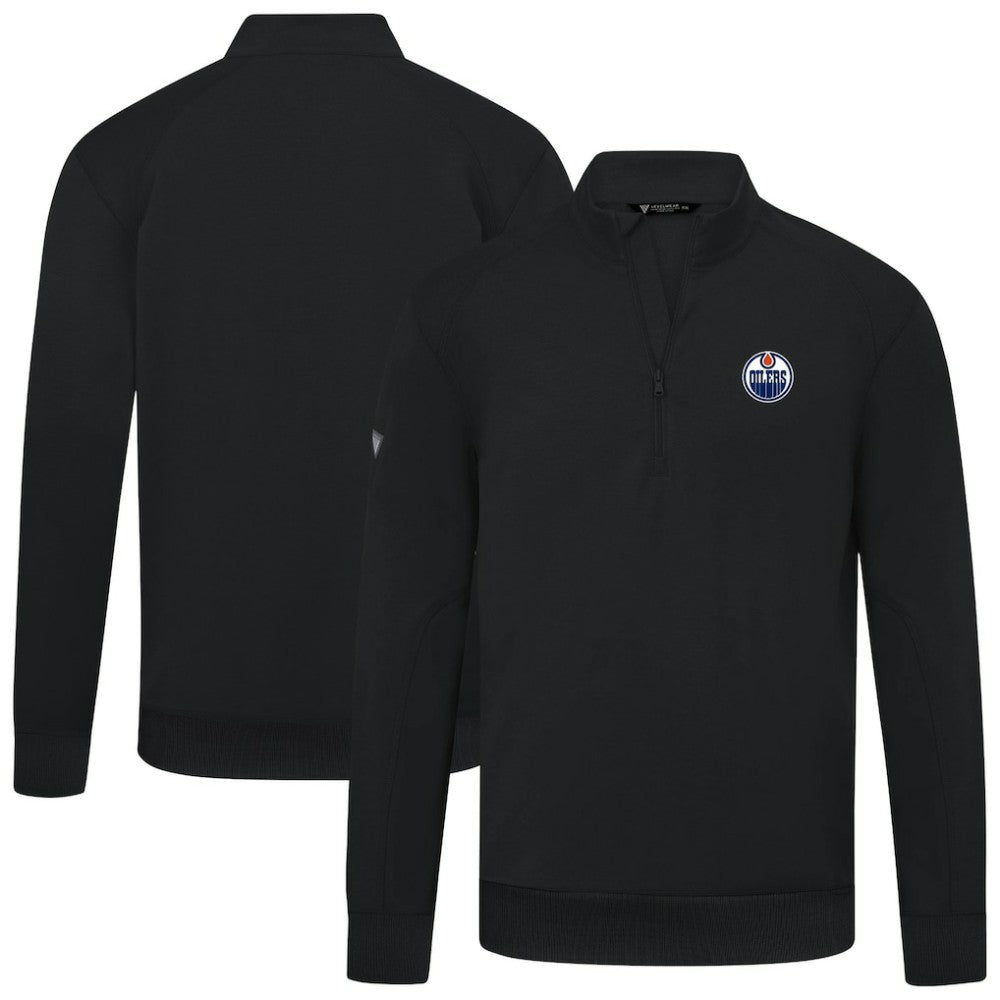 Edmonton Oilers Levelwear Upright Tri-Blend Quarter-Zip Pullover - Black | US 203145937