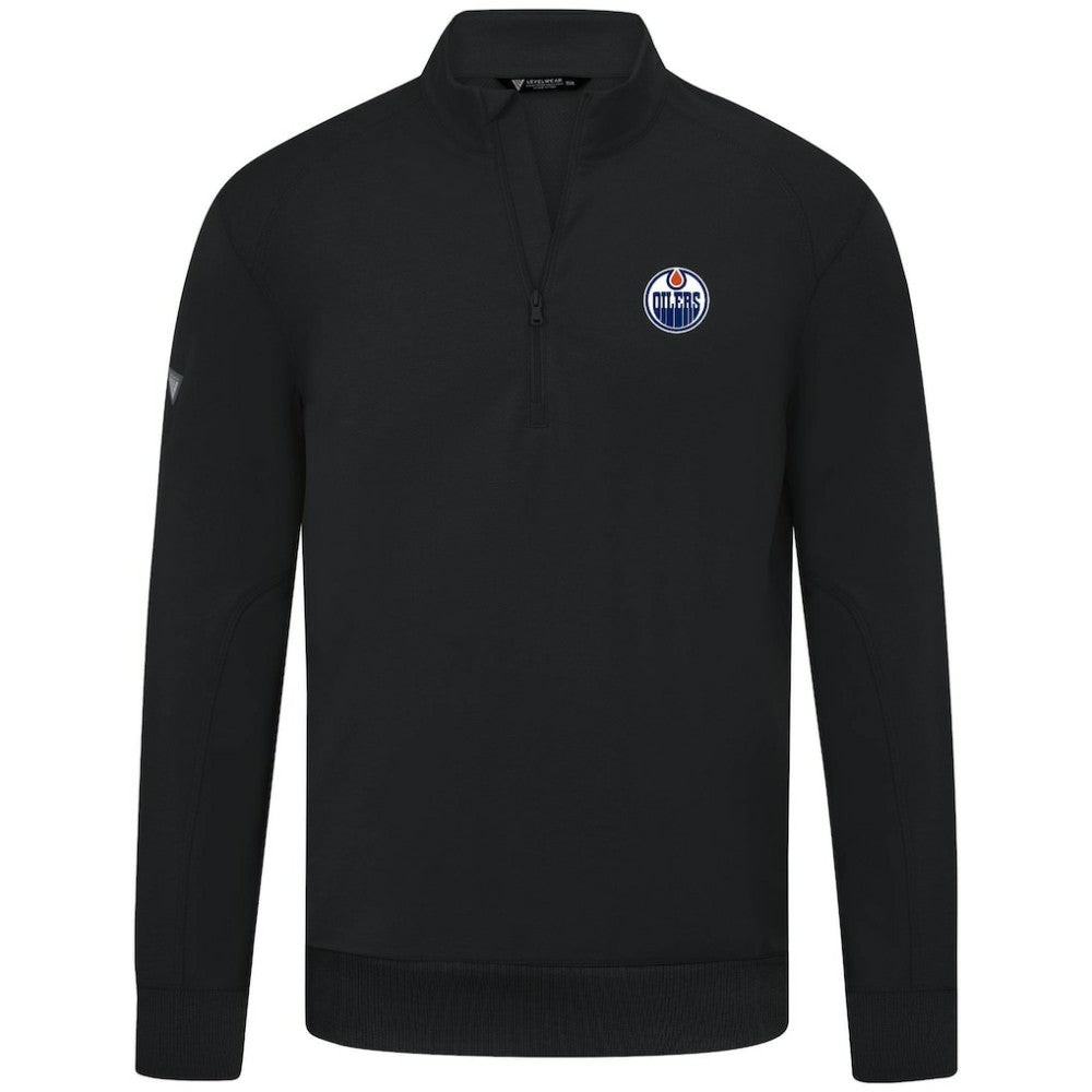 Edmonton Oilers Levelwear Upright Tri-Blend Quarter-Zip Pullover - Black | US 203145937