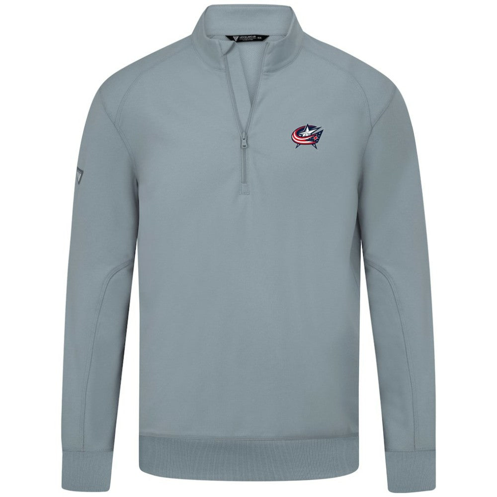 Columbus Blue Jackets Levelwear Upright Tri-Blend Quarter-Zip Pullover - Gray | US 203145938