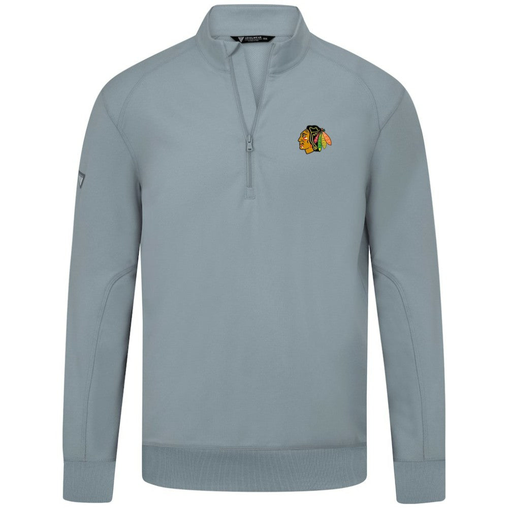 Chicago Blackhawks Levelwear Upright Tri-Blend Quarter-Zip Pullover - Gray | US 203145946