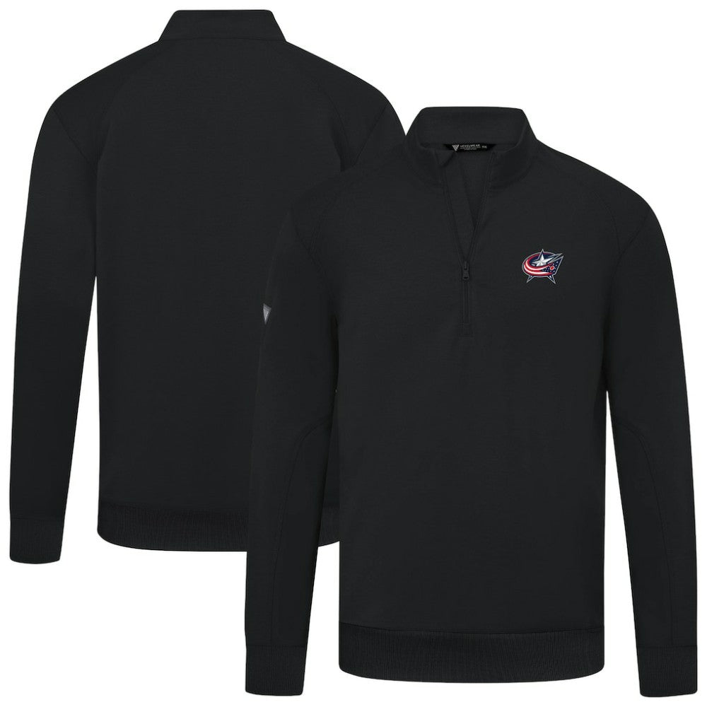 Columbus Blue Jackets Levelwear Upright Tri-Blend Quarter-Zip Pullover - Black | US 203145947