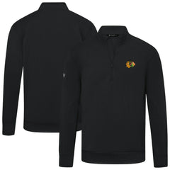 Chicago Blackhawks Levelwear Upright Tri-Blend Quarter-Zip Pullover - Black | US 203145948