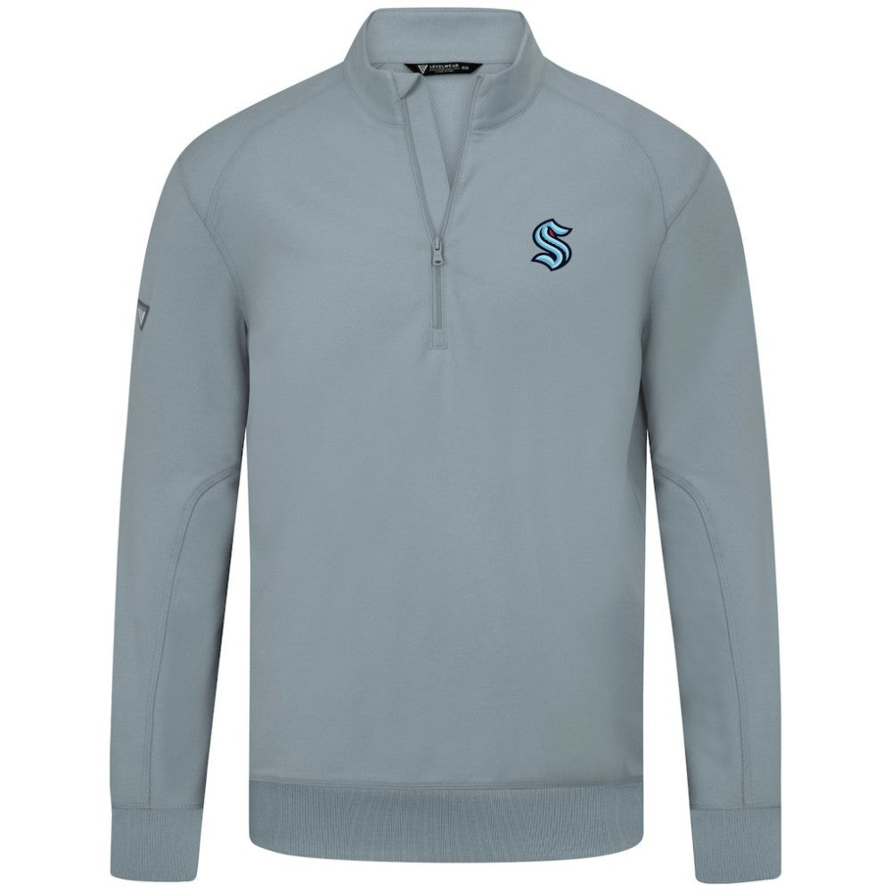 Seattle Kraken Levelwear Upright Tri-Blend Quarter-Zip Pullover - Gray | US 203145952