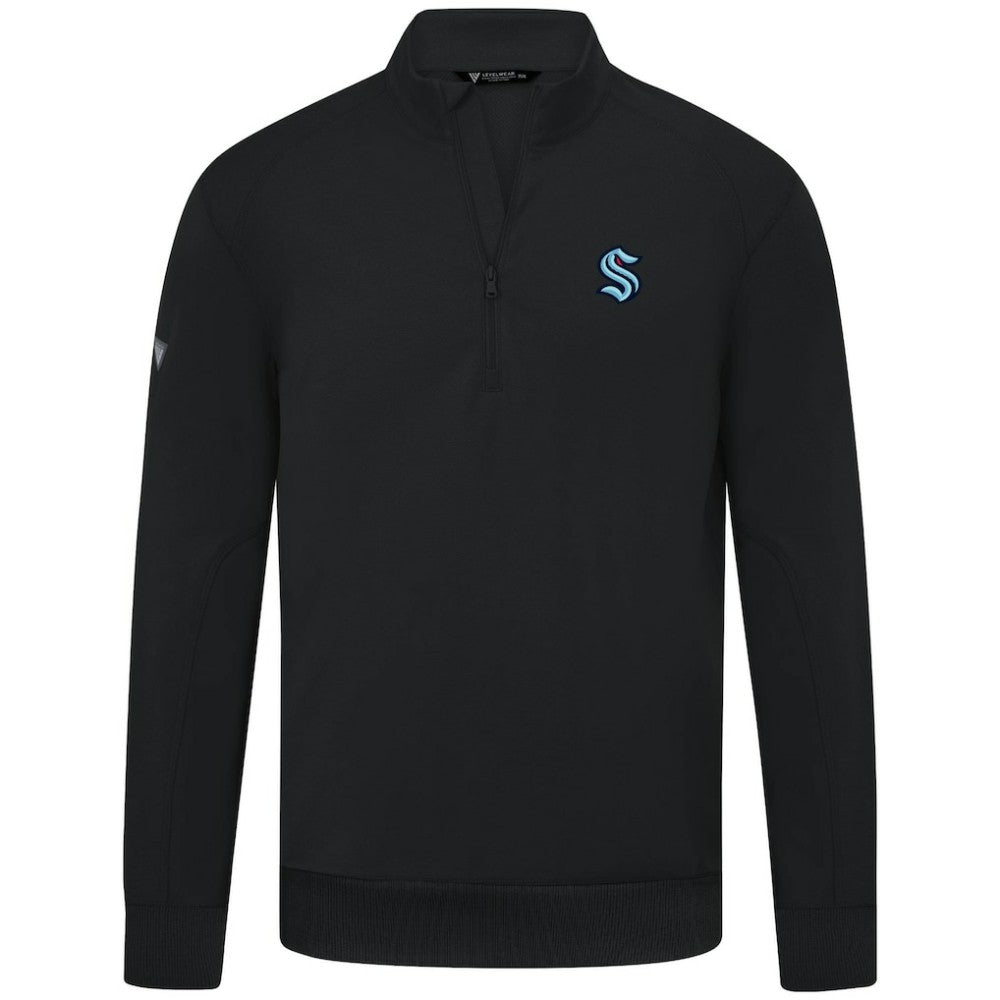 Seattle Kraken Levelwear Upright Tri-Blend Quarter-Zip Pullover - Black | US 203145964