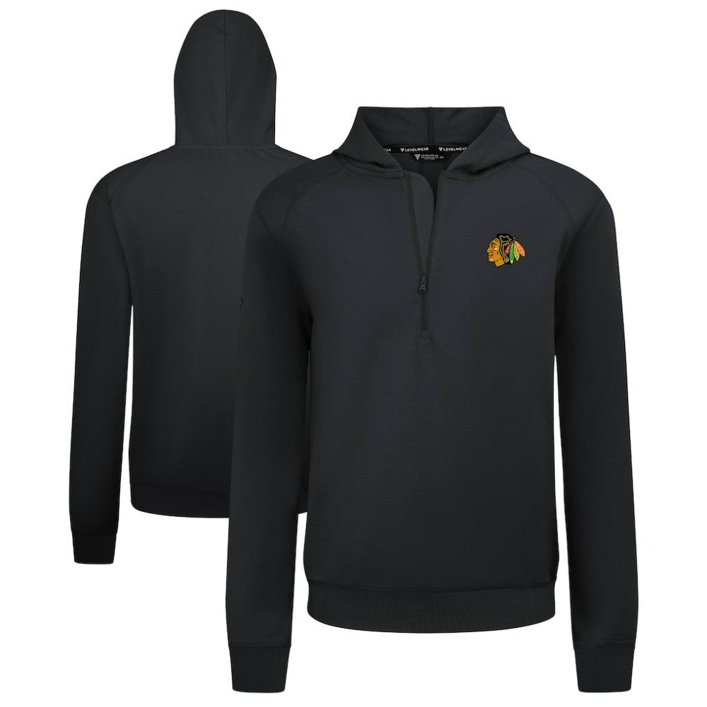 Chicago Blackhawks Levelwear Technic Quarter-Zip Pullover Hoodie - Black | US 203145986