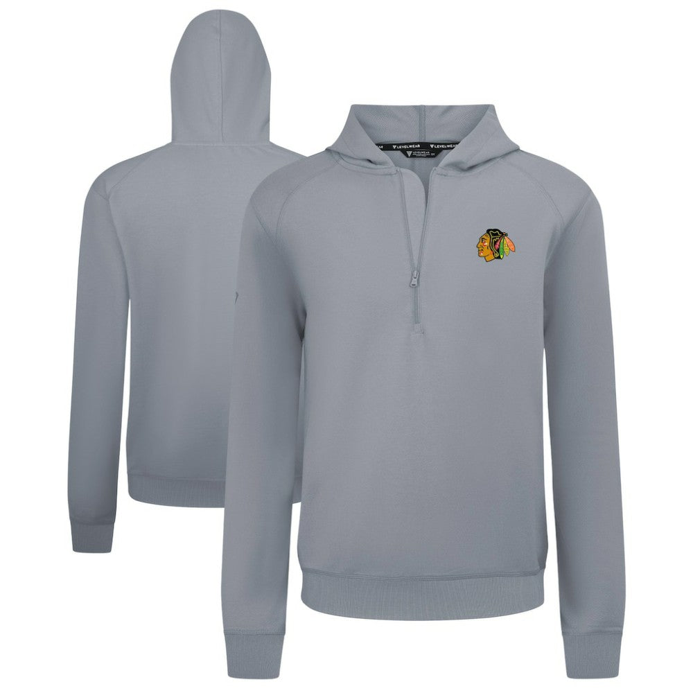 Chicago Blackhawks Levelwear Technic Quarter-Zip Pullover Hoodie - Gray | US 203145987