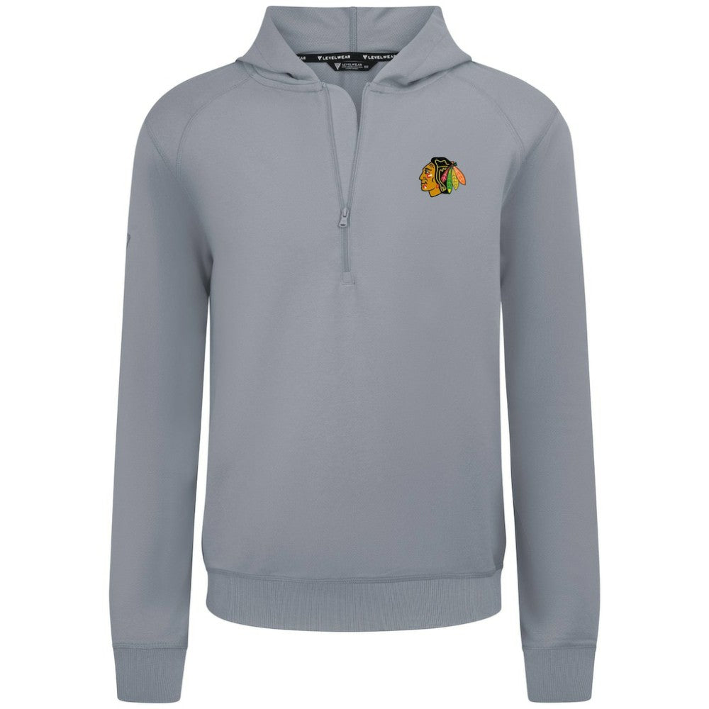 Chicago Blackhawks Levelwear Technic Quarter-Zip Pullover Hoodie - Gray | US 203145987