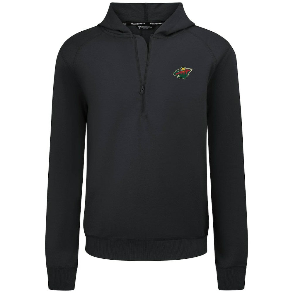 Minnesota Wild Levelwear Technic Quarter-Zip Pullover Hoodie - Black | US 203145996