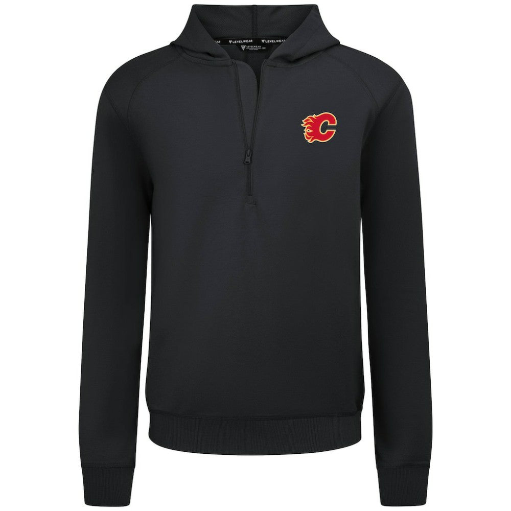 Calgary Flames Levelwear Technic Quarter-Zip Pullover Hoodie - Black | US 203146016