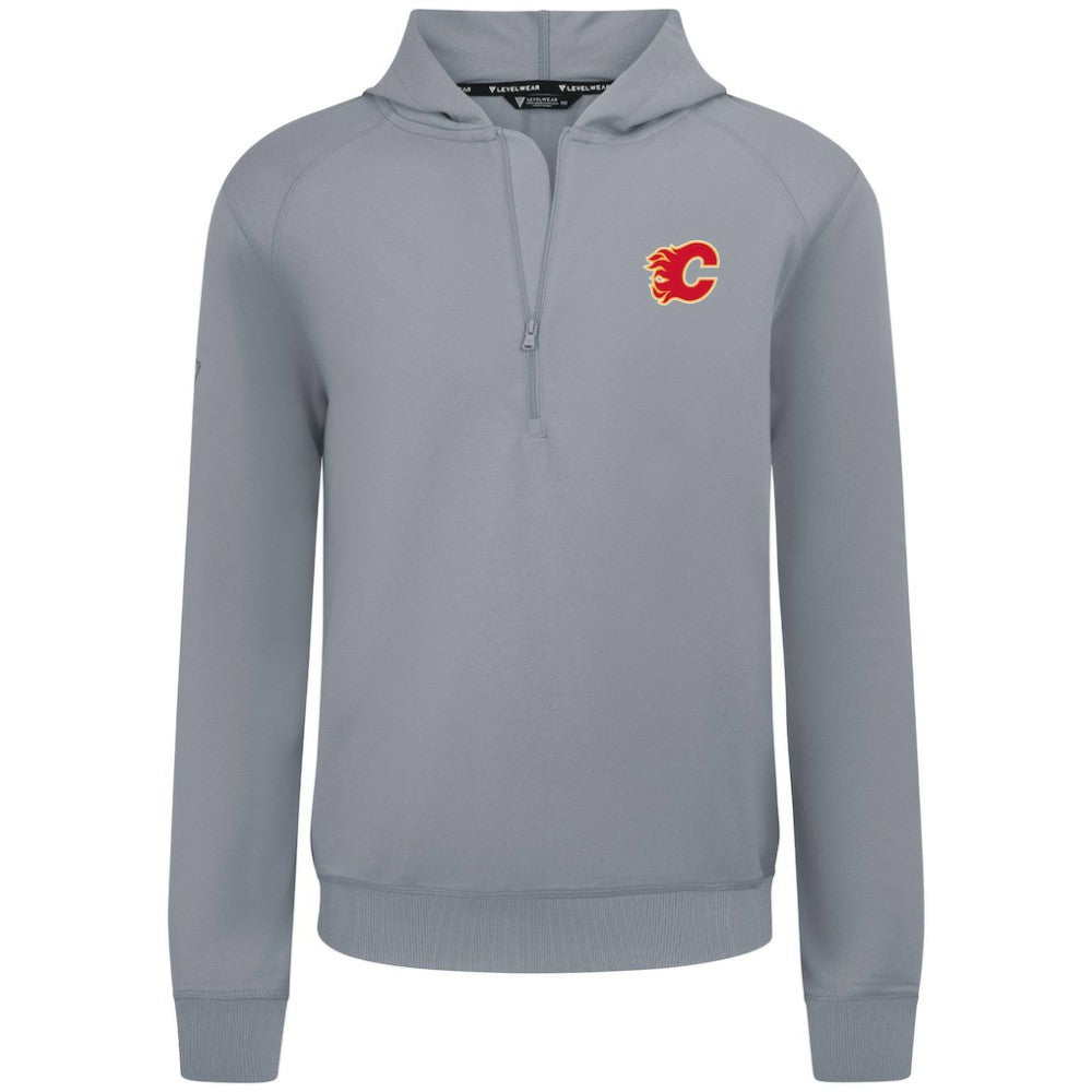 Calgary Flames Levelwear Technic Quarter-Zip Pullover Hoodie - Gray | US 203146021