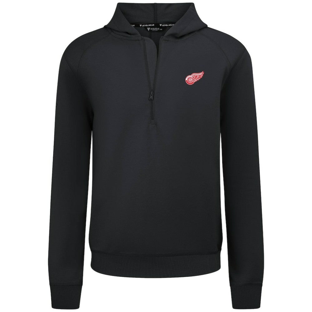 Detroit Red Wings Levelwear Technic Quarter-Zip Pullover Hoodie - Black | US 203146031