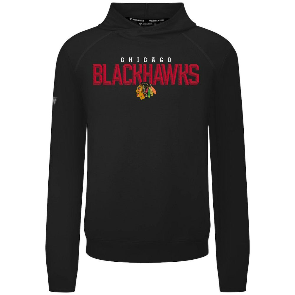 Chicago Blackhawks Levelwear Mandate Carve Tri-Blend Pullover Hoodie - Black | US 203146035