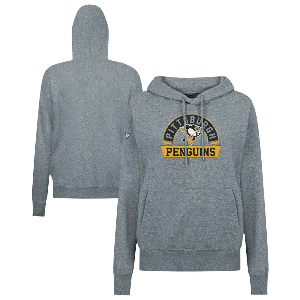 Pittsburgh Penguins Levelwear Women's Adorn Banner Arch Pullover Hoodie - Gray | US 203146160