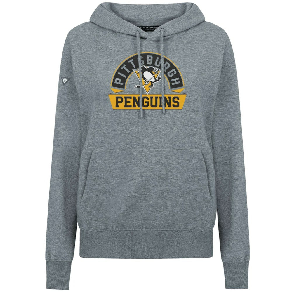 Pittsburgh Penguins Levelwear Women's Adorn Banner Arch Pullover Hoodie - Gray | US 203146160