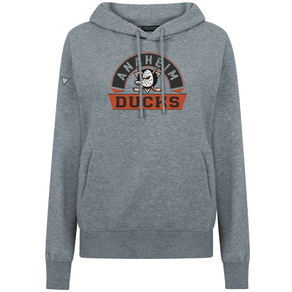 Anaheim Ducks Levelwear Women's Adorn Banner Arch Pullover Hoodie - Gray | US 203146163