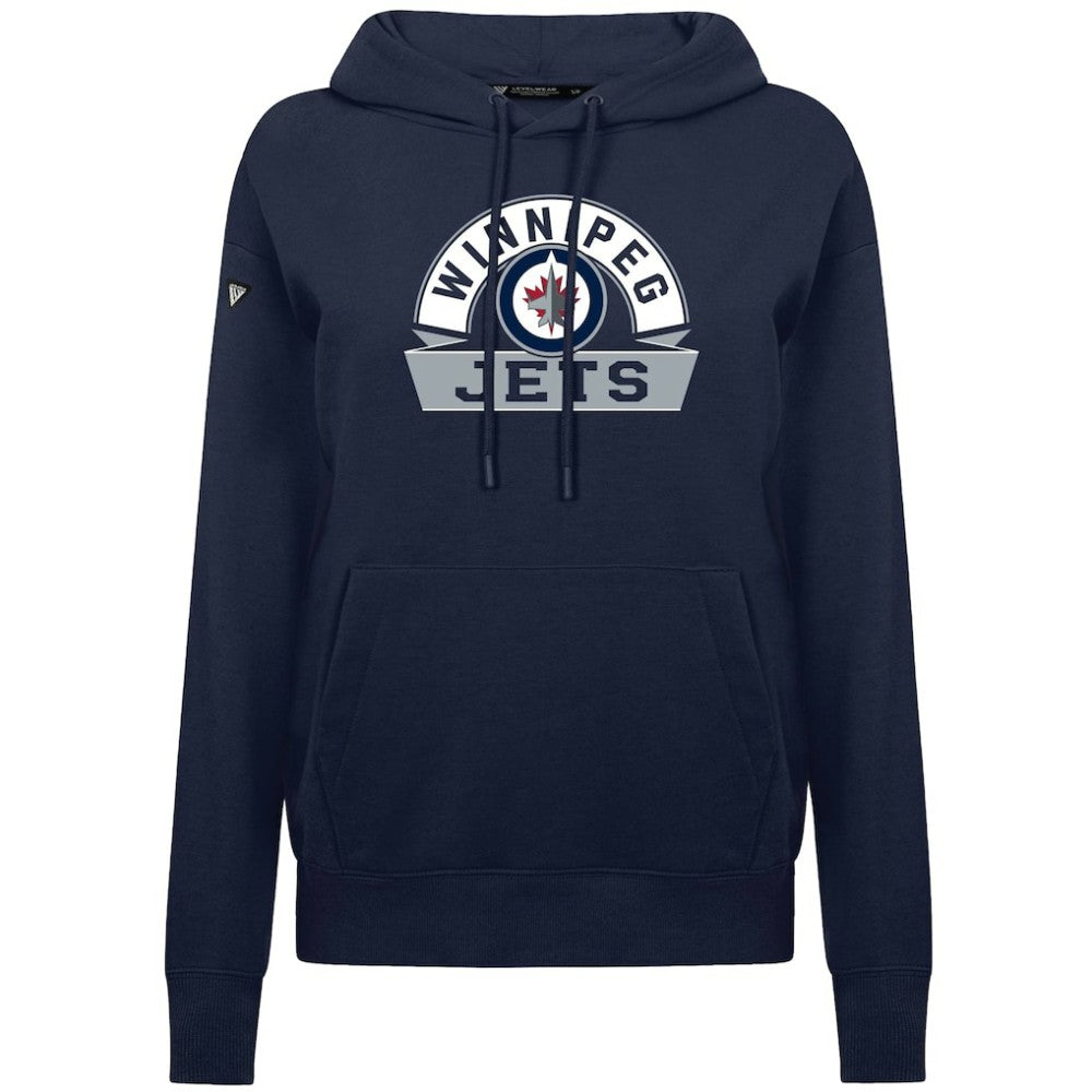 Winnipeg Jets Levelwear Women's Adorn Banner Arch Pullover Hoodie - Navy | US 203146178
